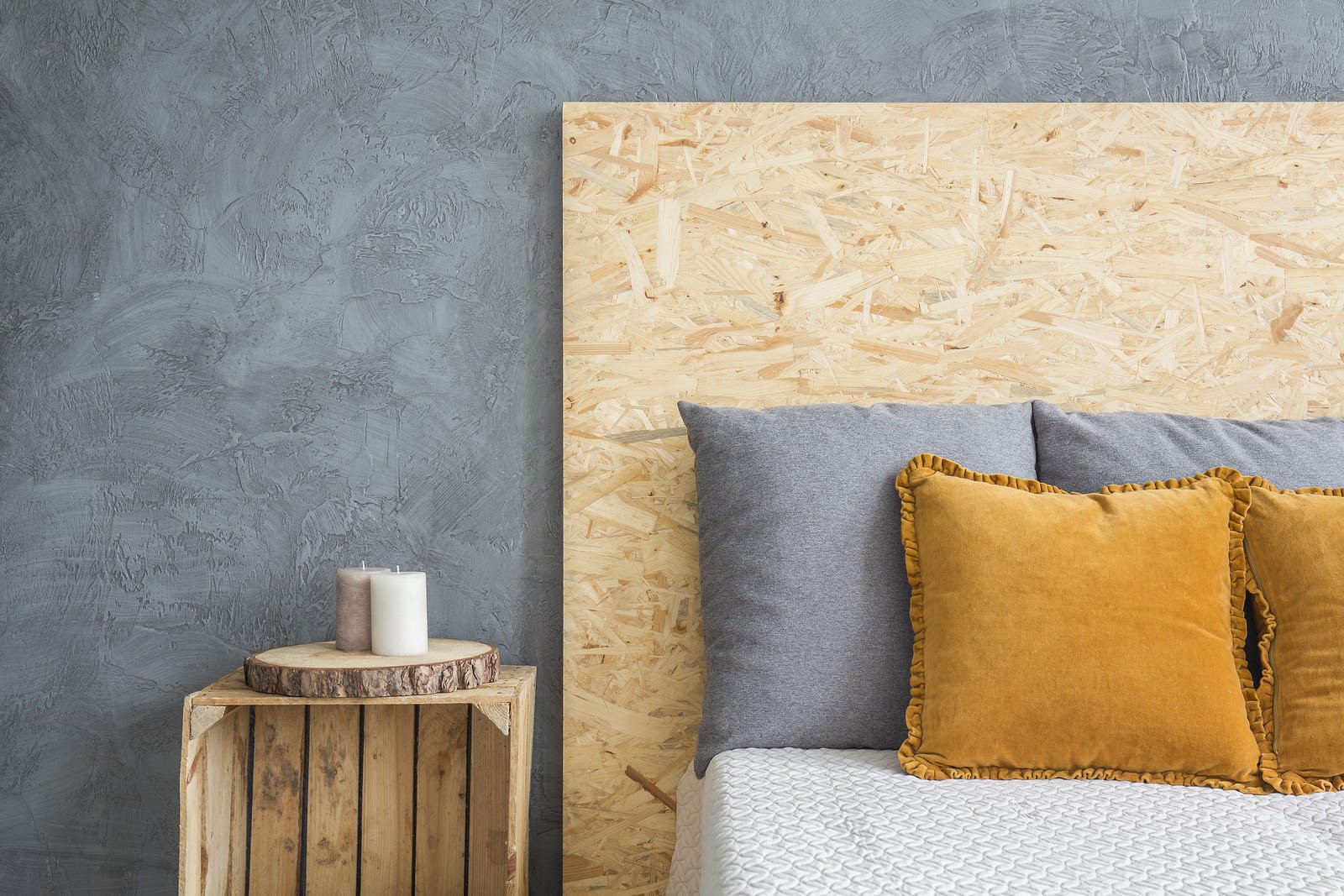 bigstock Bed With Osb Haeadboard 175544974