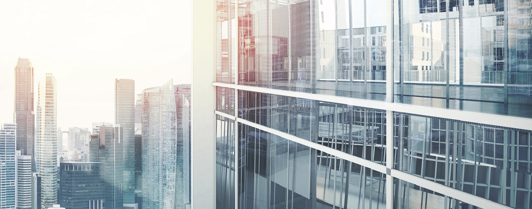 Modern office building with facade of glass