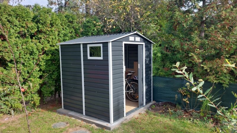 domek narzedziowy metalowy malmo 2 1 x 1 9 m store boss antracyt domki metalowe 10801