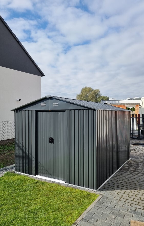 domek narzedziowy z metalu helsinki 3 x 2 4m storeboss antracyt domki metalowe 14880