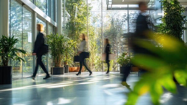 moderne fitnescentrum s velkymi presklenymi oknami a vyhladom na mesto pri prirodzenom dennom svetle