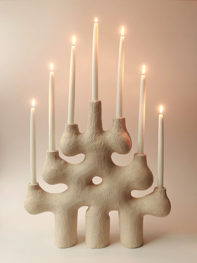Vianoce FOREST CANDELABRA 05 WHITE STONEWARE CLAY Vianoce FOREST CANDELABRA 05 WHITE STONEWARE CLAY