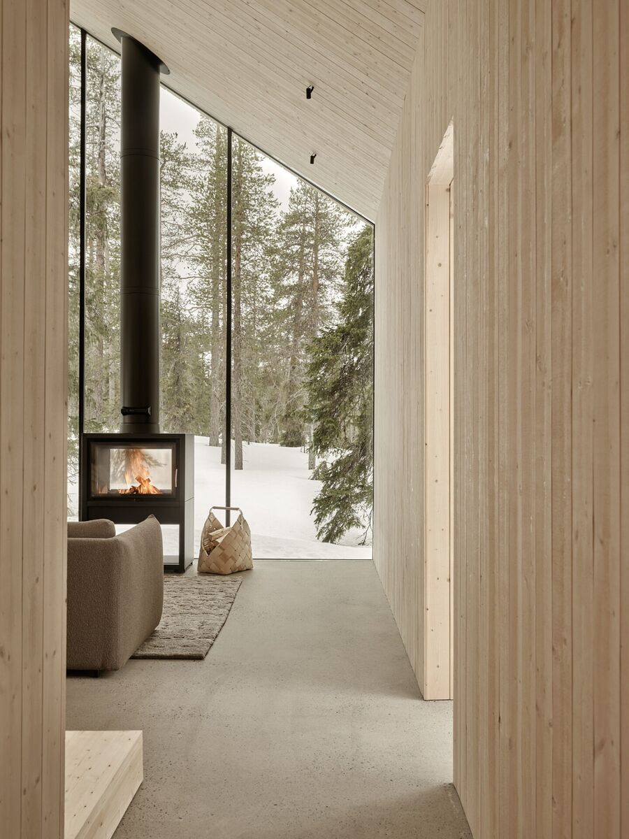 Villa Housu interier drevo obyvacka Villa Housu interier drevo obyvacka
