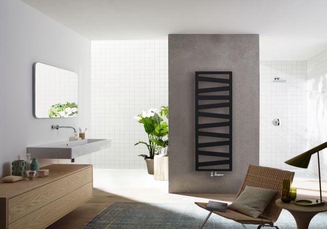 Zehnder RAD Ribbon 160 050 black Connection Exclusive chrome middle withChair inInterior Print 67087